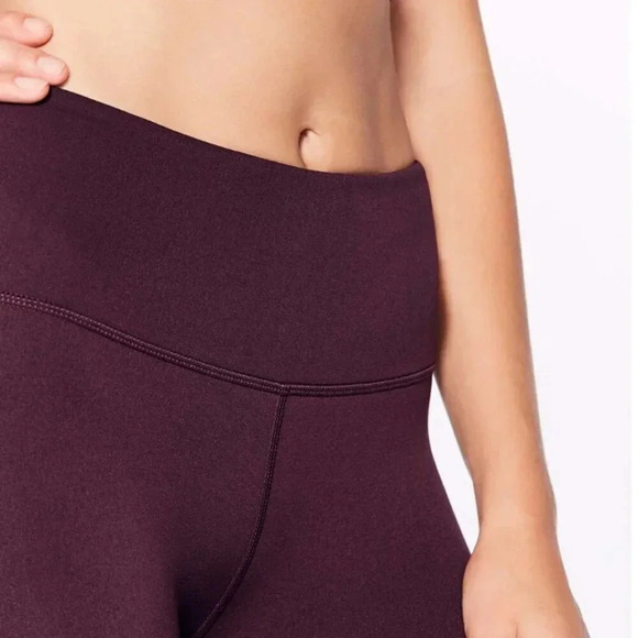 Lululemon Reveal Crop Cropped Leggings Side Stripes 15” Dark Adobe Red Size 8 - Picture 7 of 10